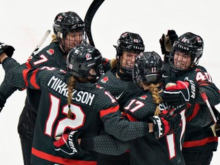 Kanadské reprezentantky na MS v hokeji žien 2022.