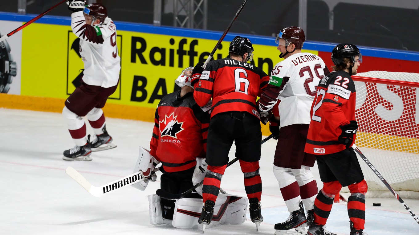 Výsledok zápasu Kanada - Lotyšsko na MS v hokeji 2021.