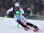 Slovenská lyžiarka Petra Vlhová v slalome tímovej kombinácie na ZOH 2026.