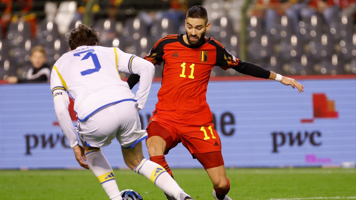 Fotka z prvého polčasu zápasu Belgicko - Švédsko.