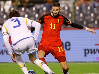 Fotka z prvého polčasu zápasu Belgicko - Švédsko.