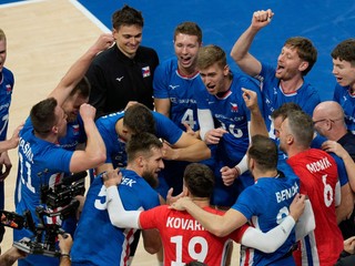 Volejbalisti Česka sa tešia z výhry