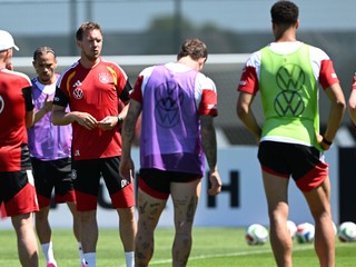 Futbalisti Nemecka na tréningu