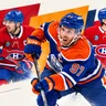 Nick Suzuki, Connor McDavid a Juraj Slafkovský. 