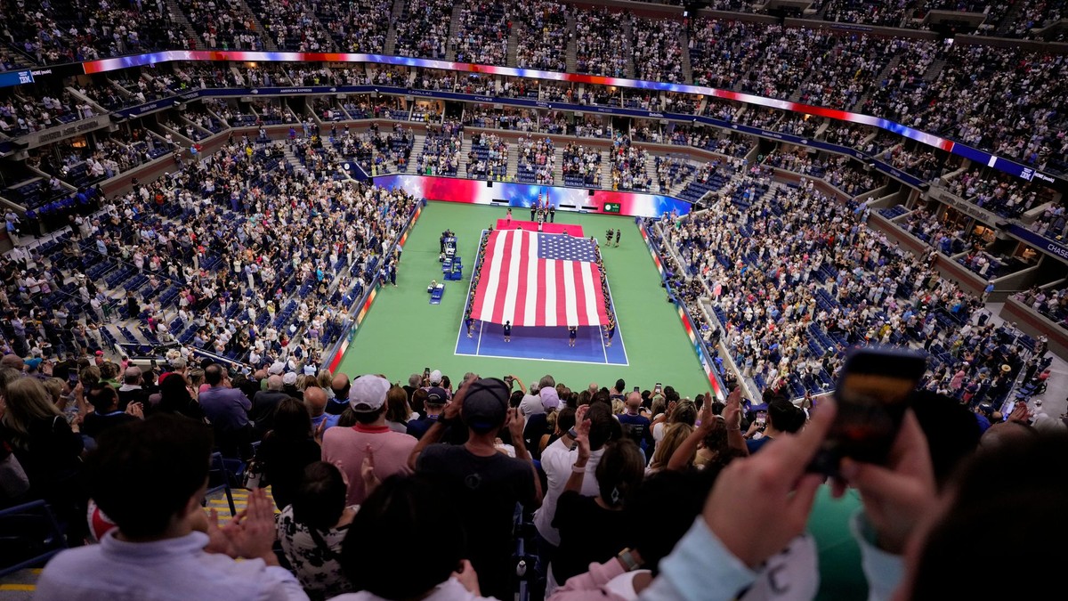 Momentka pred finále ženskej dvojhry na US Open 2024.