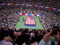 Momentka pred finále ženskej dvojhry na US Open 2024.