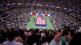 Momentka pred finále ženskej dvojhry na US Open 2024.