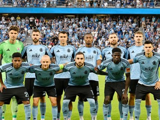 Zostava Slovana pred začiatkom stretnutia 2. predkola LM ŠK Slovan Bratislava - HŠK Zrinjski Mostar.