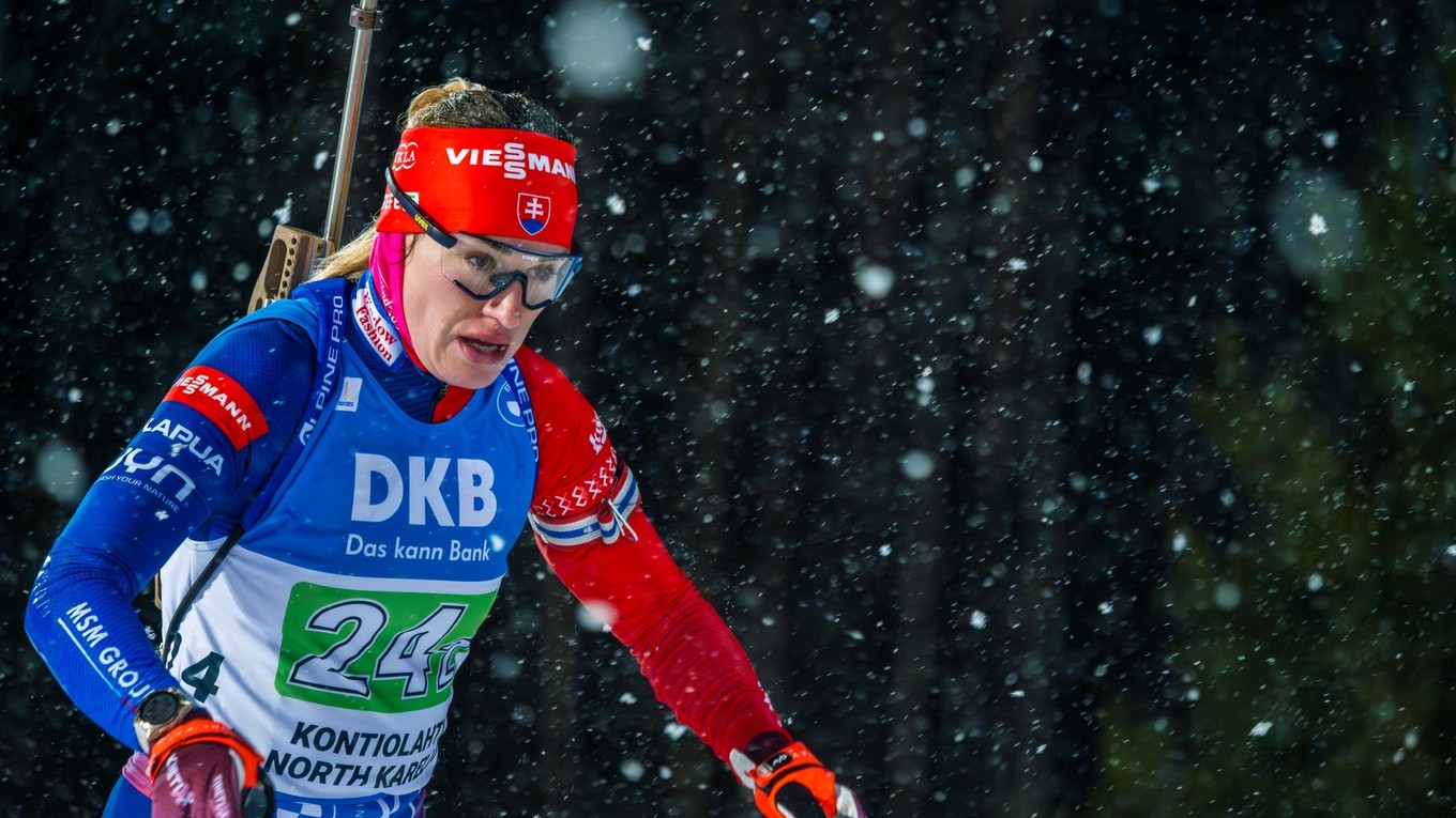 Slovenská biatlonistka Paulína Bátovská Fialková počas miešanej štafety na 4x6 km v úvodných pretekoch Svetového pohára v biatlone vo fínskom Kontiolahti.