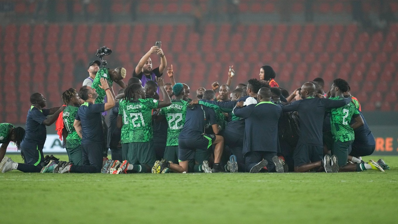 Futbalisti Nigérie po postupe do finále Afrického pohára národov 2023. 