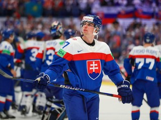 Šimon Nemec počas zápasu Slovensko - Kazachstan na MS v hokeji 2024