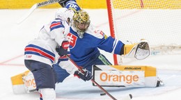 Momentka z prípravného zápasu na MS v hokeji 2024 Slovensko - USA