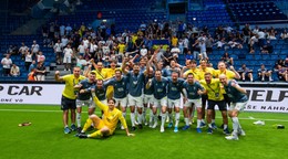 Reprezentanti Ukrajiny sa tešia z víťazstva.