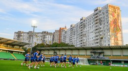 Tréning slovenskej futbalovej reprezentácie pred utorňajším zápasom C-divízie Ligy národov Moldavsko - Slovensko.