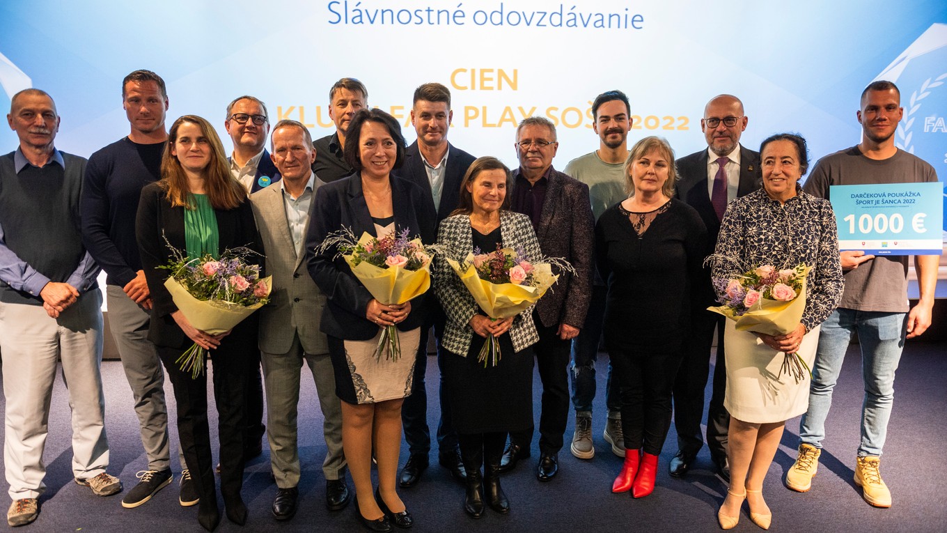 Laureáti počas udeľovania cien Klubu fair play Slovenského olympijského a športový výboru (SOŠV).
