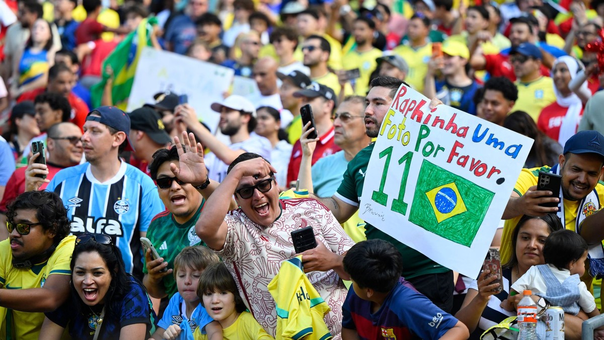 Fanúšikovia Brazílie počas prípravného zápasu pred MS vo futbale 2026.
