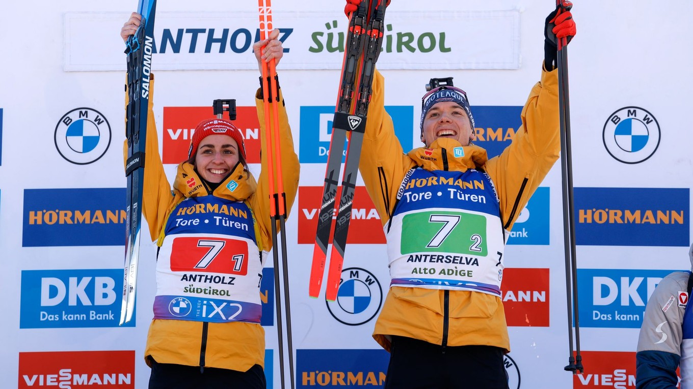 Vanessa Voigtová a Justus Strelow po triumfe v Antersleve 2024.
