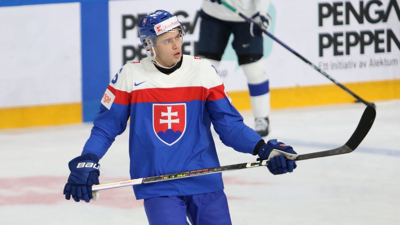 Roman Kukumberg ml. v zápase Slovensko - Fínsko vo štvrťfinále MS v hokeji do 20 rokov 2024.