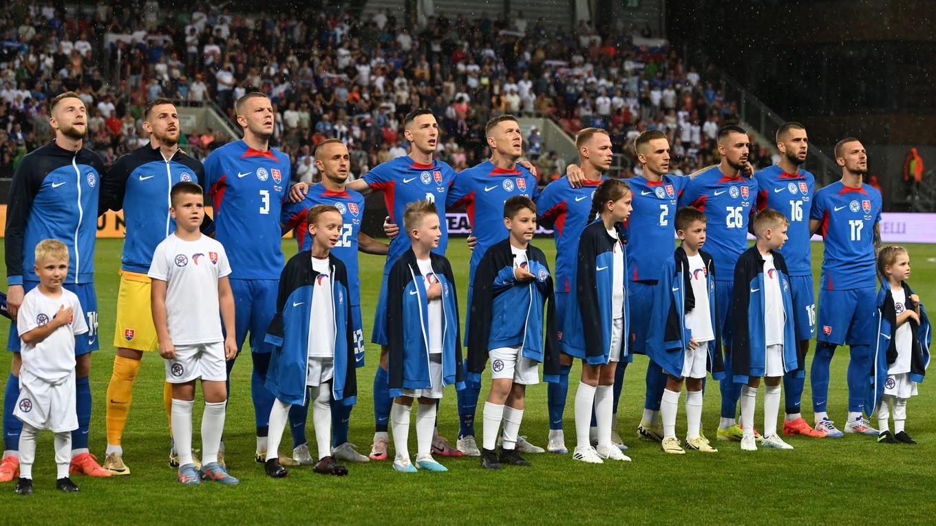 Na snímke futbalisti Slovenska.