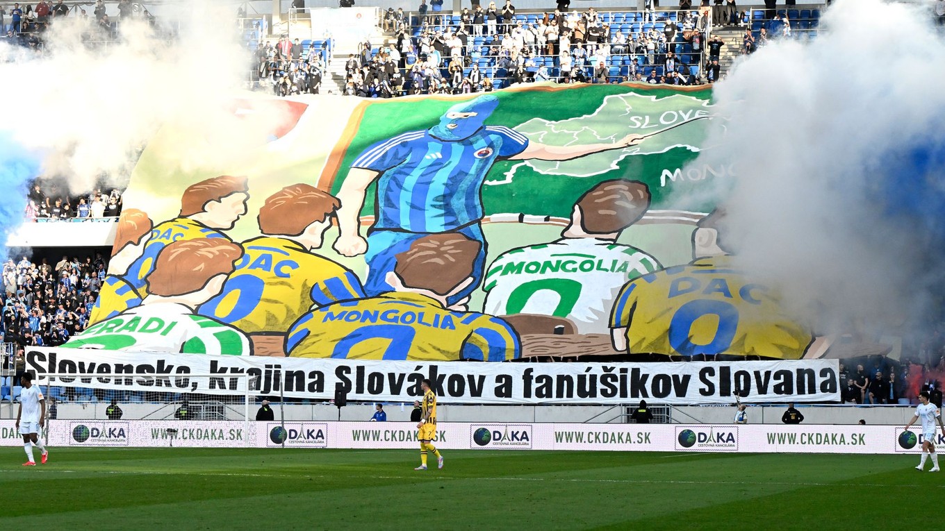 Na snímke sektor fanúšikov Slovana v 5.kole nadstavbovej časti Niké ligy skupiny o titul ŠK Slovan Bratislava - FC DAC 1904.