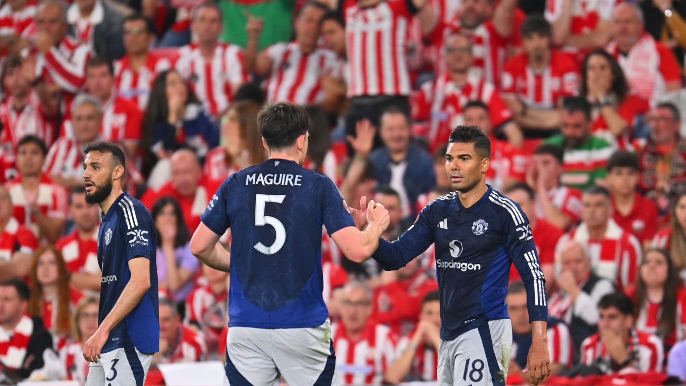 Radosť hráčov Manchestru United.