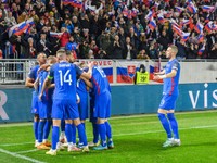 Slovenskí futbalisti v zápase proti Islandu, v ktorom rozhodli o účasti na EURO 2024.