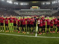 Futbalisti Leverkusenu sa radujú po postupe do finále Európskej ligy.