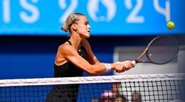 Slovenská tenistka Anna Karolína Schmiedlová v zápase o bronz na OH 2024.