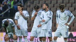 Futbalisti Talianska po penaltovom rozstrele v baráži MS 2026 proti Bosne a Hercegovine.