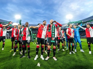 Radosť futbalistov Feyenoord Rotterdam.
