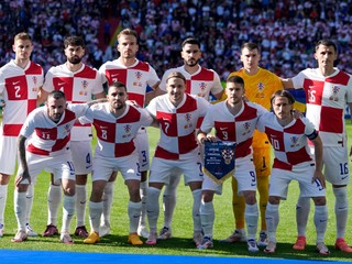Futbalisti Chorvátska pózujú pred zápasom proti Španielsku na EURO 2024.