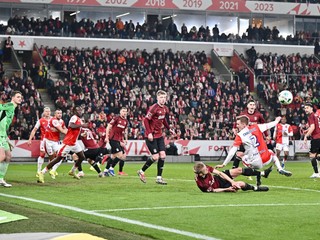 Momentka zo zápasu Sparta Praha - Slavia Praha.