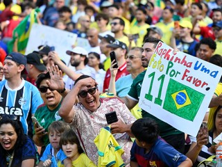Fanúšikovia Brazílie počas prípravného zápasu pred MS vo futbale 2026.