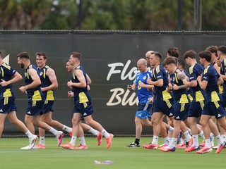 Futbalisti Škótska na tréningu