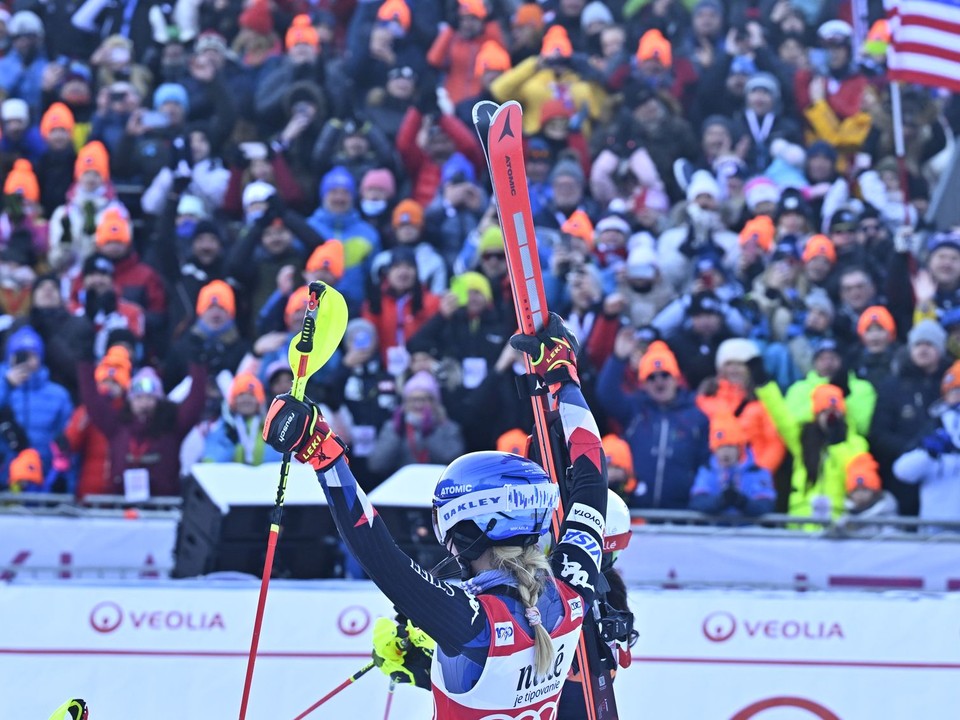 Mikaela Shiffrinová počas slalomu v Jasnej 2024.