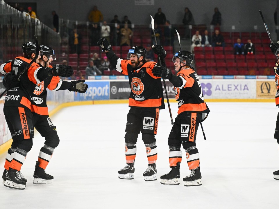 Hráči Michaloviec sa tešia z gólu.