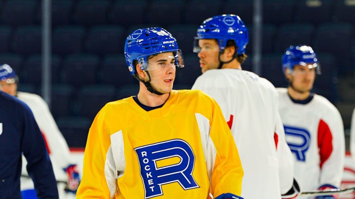 Filip Mešár na tréningu tímu Laval Rocket.