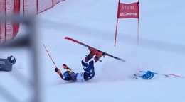 Mikaela Shiffrinová spadla v obrovskom slalome v Killingtone 2024.