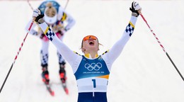 Linn Svahn oslavuje víťazstvo.