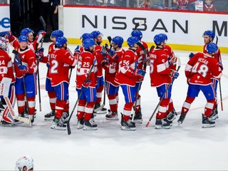 Hokejisti Lavalu, s číslom 48 Filip Mešár.