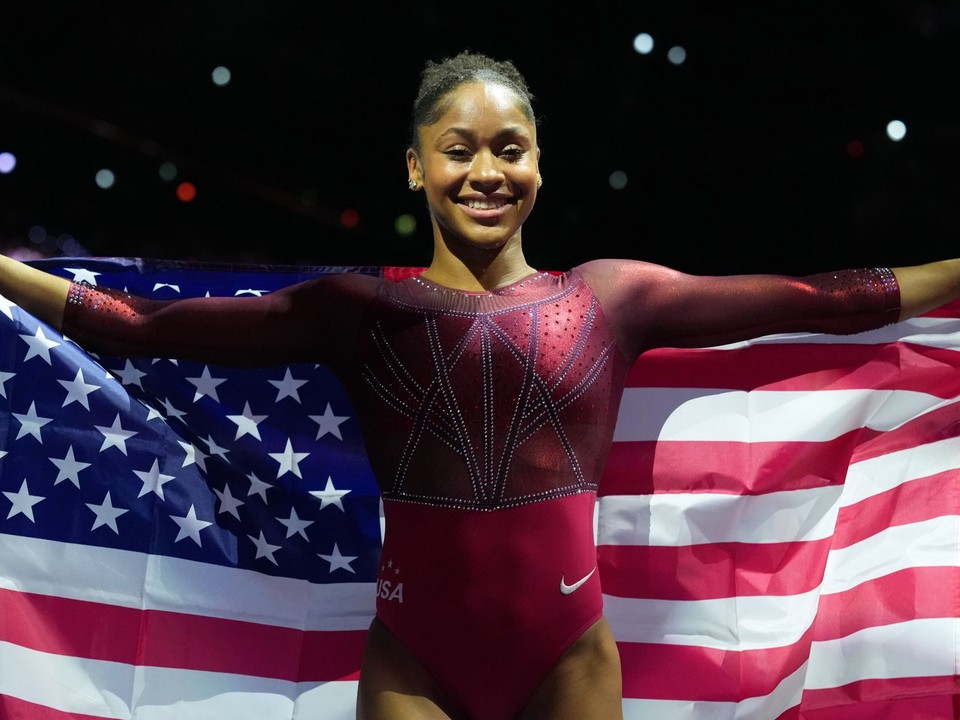 Americká gymnastka Skye Blakelyová.