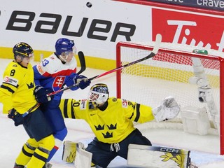 Fotka zo zápasu Slovensko - Švédsko na MS v hokeji hráčov do 20 rokov 2026.