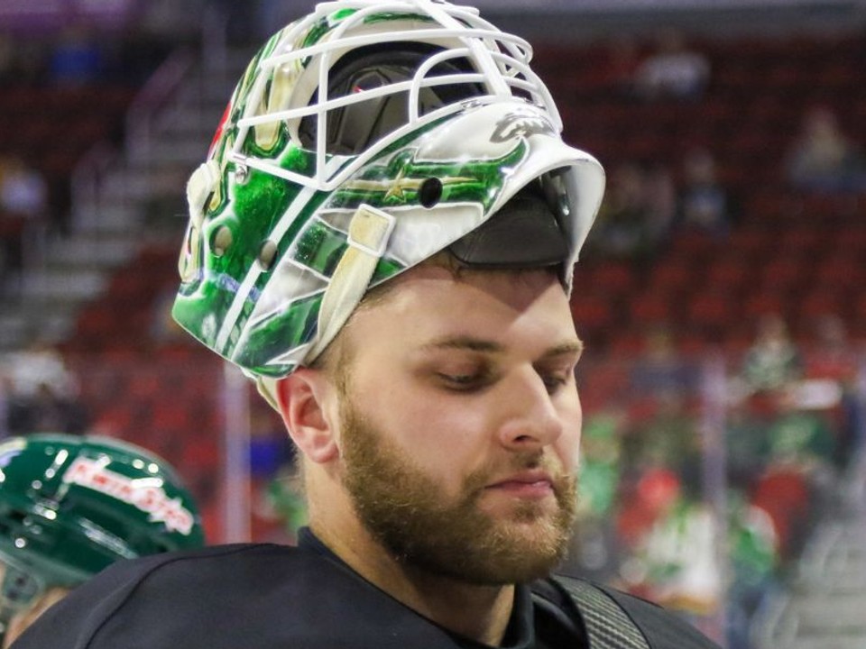 Brankár Samuel Hlavaj v drese Iowa Wild.
