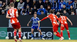 Momentka zo zápasu Olomouc - Mainz.