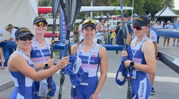 Slovenský štvorkajak v zložení Réka Bugárová, Sofia Bergendiová, Hana Gavorová a Bianka Sidová.