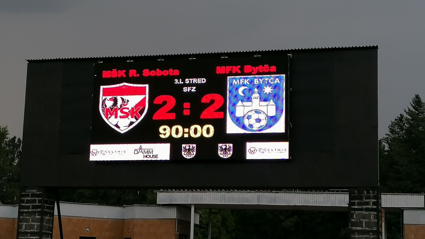 V úvodnom kole III. ligy Stred remizovala Rimavská Sobota s Bytčou 2:2.