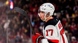 Šimon Nemec počas zápasu Montreal Canadiens - New Jersey Devils.