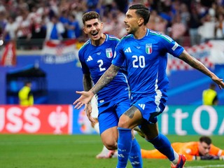 Mattia Zaccagni oslavuje gól v zápase Chorvátsko - Španielsko na EURO 2024