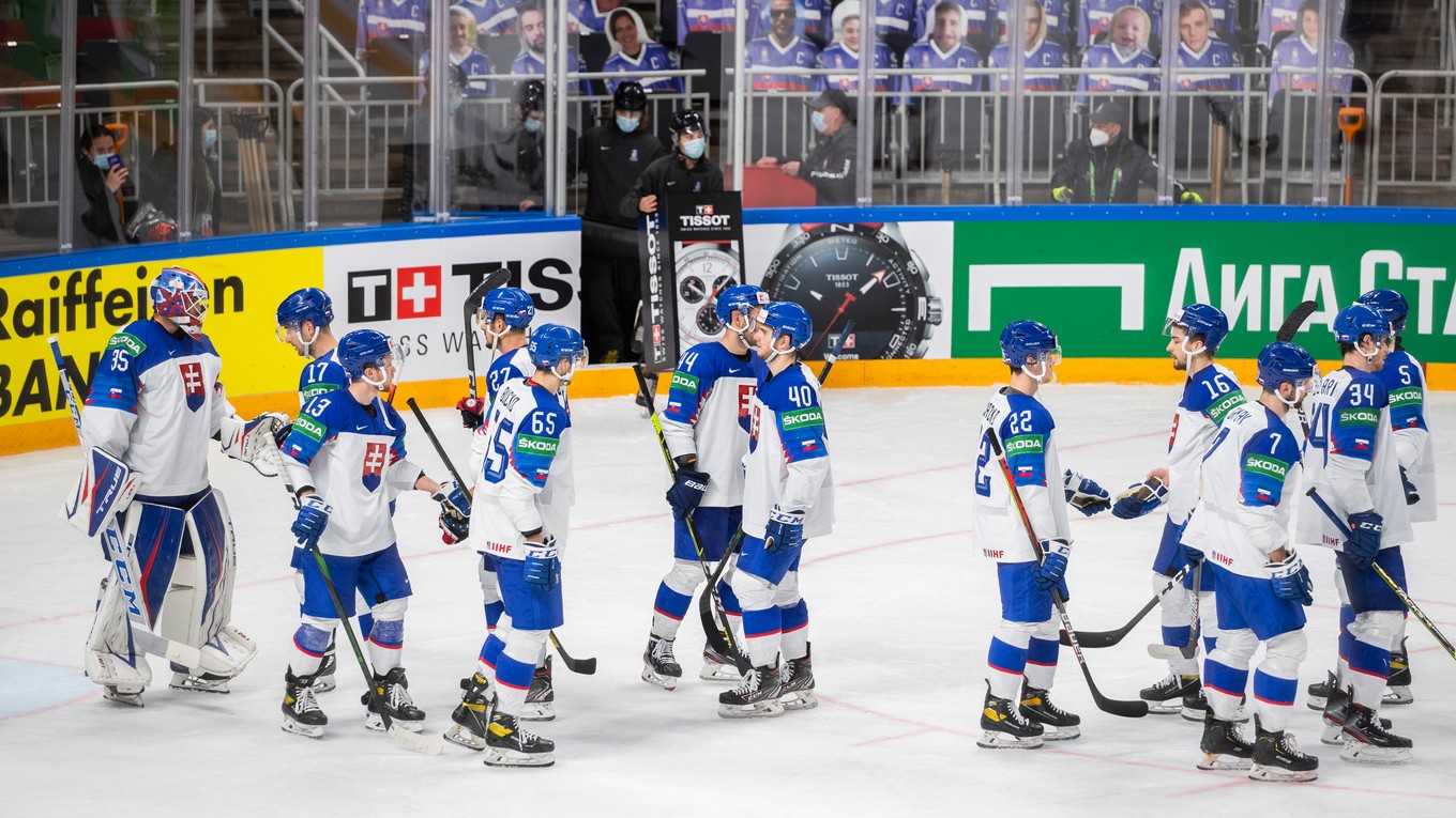Slovenskí hokejisti na MS v hokeji 2021.