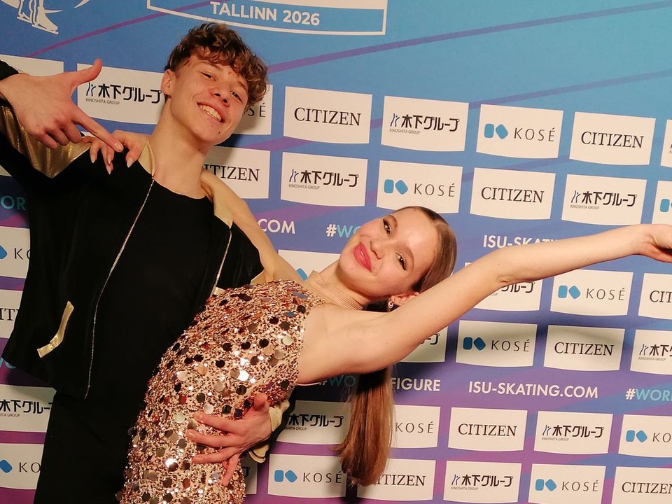 Jacopo Boeris a Lucia Štefanovová po rytmickom tanci na MS juniorov 2026.